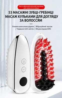 Массажер для головы аппарат для ухода за волосами с микротоками EMS, RF и LED терапией Swan KKS189 для укрепления и стимуляции роста волос белый