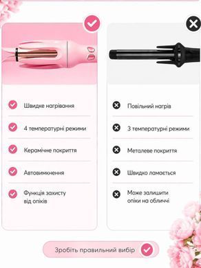 Плойка для волосся автоматична стайлер для локонів і кучерів авто завивка хвиль з керамічним покриттям дисплеєм регулюванням температури швидкий нагрів 150-210 &deg;C обертанням вліво вправо 28-32 мм 30 Вт зі звуковим сигналом захистом від перегріву