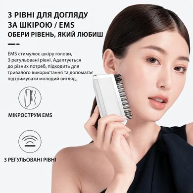 Массажер для головы аппарат для ухода за волосами с микротоками EMS, RF и LED терапией Swan KKS189 для укрепления и стимуляции роста волос белый