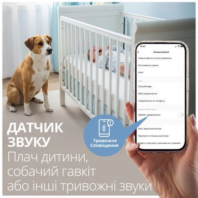 Видеоняня Swan с качественной картинкой Smart Eye V2.0 углом обзора 355' разрешением FHD 2560x1440рx и ночной съемкой белый
