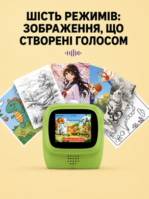Мініпринтер миттєвого друку дитячий термопринтер міні принтер портативний AI Mini Printer для дітей бездротовий WiFi Bluetooth для друку фото нотаток стікерів наліпок розмальовок етикеток з кольоровим екраном 2.4 дюйма без чорнила акумуляторний USB Type-C
