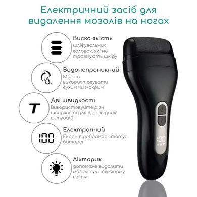 Пемза электрическая роликовая пилка для педикюра мощная аккумуляторная водонепроницаемая электро пемзы для ног для удаления натоптышей мозолей ороговевшей кожи пилочка для потрескавшихся пяток профессиональная Swan Beuty черная