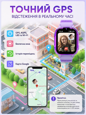 Смарт годинник дитячий Smart Watch з GPS 4G LTE, SIM-картою, Wi-Fi, відеодзвінком, HD-камерою, SOS, IPS, 2 корпуси, фіолетовий