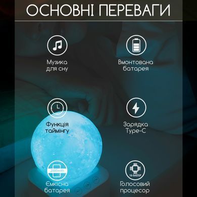 Генератор белого шума лампа для сна и релаксации для новорожденных детей и взрослых Луна 7 цветов с пультом