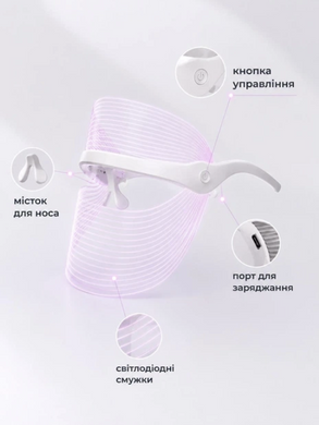 Світлодіодна LED маска для догляду та омолодження шкіри для лед терапії Facial Mask MSY-B106 7 кольорів