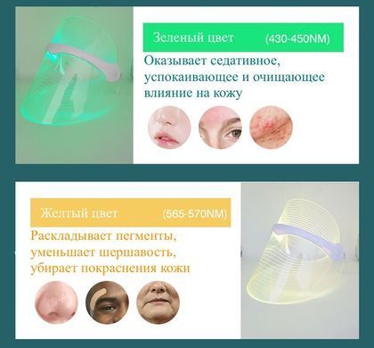 Світлодіодна LED маска для догляду та омолодження шкіри для лед терапії Facial Mask MSY-B106 7 кольорів