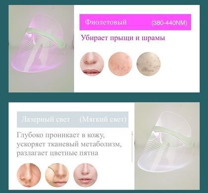 Світлодіодна LED маска для догляду та омолодження шкіри для лед терапії Facial Mask MSY-B106 7 кольорів