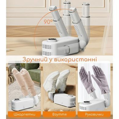 Сушилка для обуви электрическая Swan Home HX-602 безопасная портативная мощная электросушилка от сети с таймером сушилки для обуви быстрая обувная антибактериальная сушка электросушилки кроссовок ботинок сапог носков белая