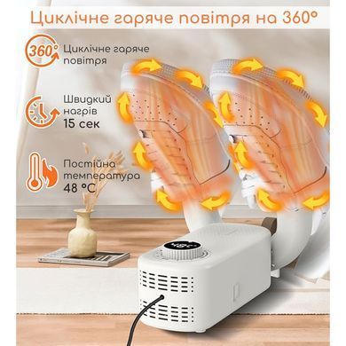 Сушилка для обуви электрическая Swan Home HX-602 безопасная портативная мощная электросушилка от сети с таймером сушилки для обуви быстрая обувная антибактериальная сушка электросушилки кроссовок ботинок сапог носков белая