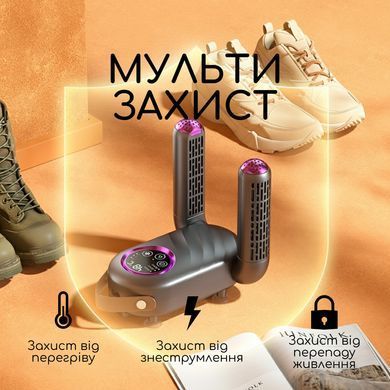Сушарка для взуття електрична Swan Home HXQ01 потужна портативна ультрафіолетова 3 режима безпечна взуттєва електрокросушарка від мережі антибактеріальна з таймером сушарки для чобіт черевиків кросівок швидка сушка взуття сіра