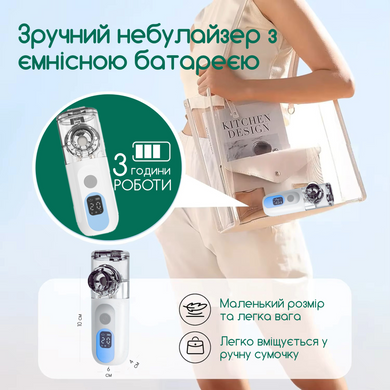 Ультразвуковой небулайзер Swan KS 015 портативный ультратихий уз меш ингалятор аккумуляторный для ингаляций бесшумный компактный 3 интенсивности с насадками для детей и взрослых для лечения дыхательных путей небулайзеры белый
