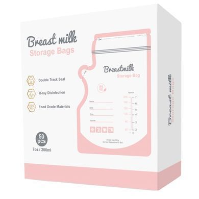 Пакеты для грудного молока двухслойные Swan Baby 50 шт 200 мл БЕЗ БИСФЕНОЛА контейнеры для хранения и заморозки розовый