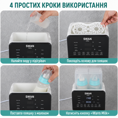 Стерилізатор підігрівач та термос для пляшечок Swan Baby SmartWarmer W3 портативний нагрівач білий