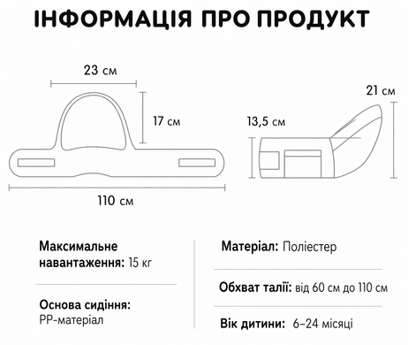 Хіпсіт переноска для дитини на поясі до 15 кг дитяче сидіння на стегні з міні спинкою 2 положення носіння обличчям вперед назад на боці ергономічна анатомічна підтримка регульований пояс з поперековою кишенею поліестер дихаючий Swan Baby темно-сірий
