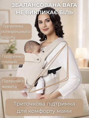 Слінг рюкзак ергономічний для новонароджених перенесення кенгуру хіпсит дихаючий регульований від народження спинка фіксатор голови широкий пояс підтримка постави для прогулянки та подорожей з немовлям бежевий