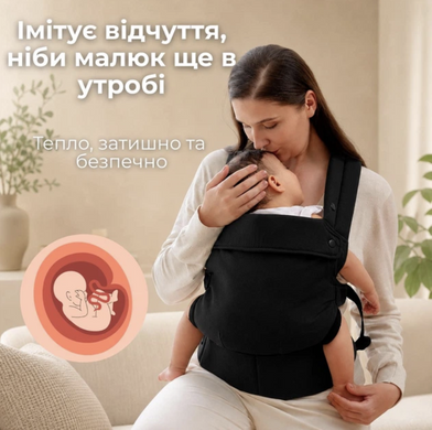 Слинг рюкзак эргономичный для новорожденных переноска кенгуру хипсит дышащий регулируемый с рождения спинка фиксатор головы широкий пояс поддержка осанки для прогулки и путешествий с младенцем черный