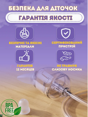 Аспіратор для носа електричний назальний Swan Baby BC030 соплевідсмоктувач для новонароджених дітей акумуляторний аспіратори дитячі з наконечниками прилад очищення електронний музичний з підсвідкою