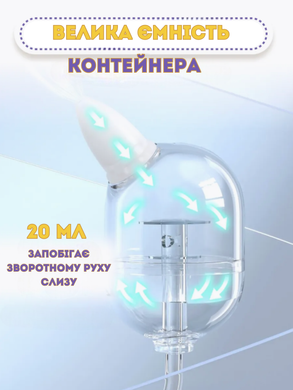 Аспіратор для носа електричний назальний Swan Baby BC030 соплевідсмоктувач для новонароджених дітей акумуляторний аспіратори дитячі з наконечниками прилад очищення електронний музичний з підсвідкою