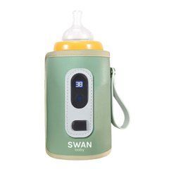 Підігрівник термос для пляшок водонепроникний Swan Baby 2.0 нагрівач портативний живлення від USB або павербанки зелений
