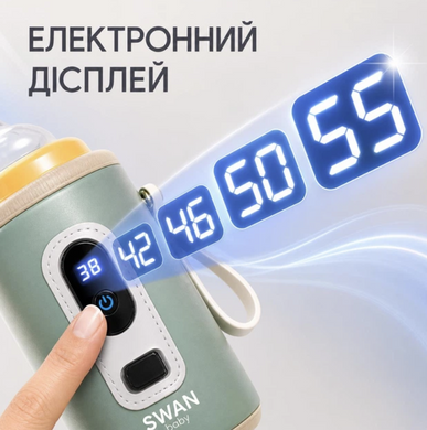 Підігрівник термос для пляшок водонепроникний Swan Baby 2.0 нагрівач портативний живлення від USB або павербанки зелений