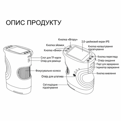 Мікроскоп дитячий цифровий з IPS екраном камерою 1000x зумом LCD LED підсвіткою фото відеозаписом вбудованою пам&rsquo;яттю USB портативний кишеньковий монокулярний навчальний шкільний для спостережень дослідів експериментів розвитку дітей Swan Baby жовтий