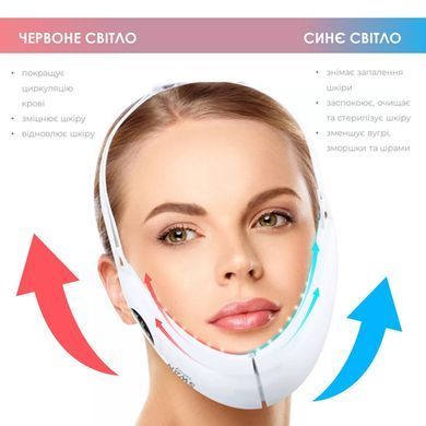 Мікрострумовий масажер для підборіддя Slim Face MC-80 для підтяжки другого підборіддя 5 режимів і 8 рівнів інтенсивності білий