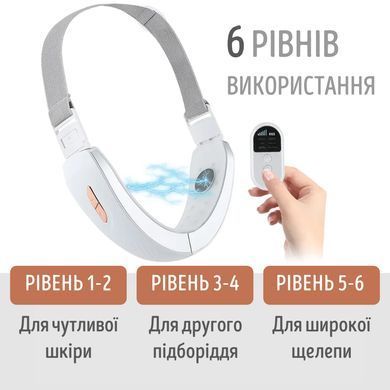 Мікрострумовий масажер для підборіддя Swan DS-FM0005 для підтяжки другого підборіддя 6 режимів 6 рівнів інтенсивності з пультом керування білий