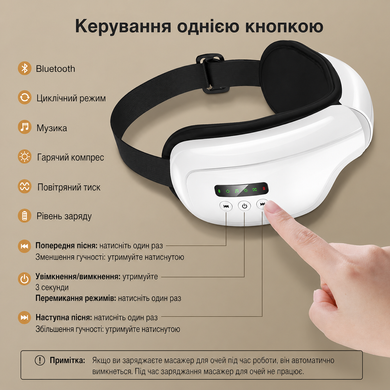 Массажные очки для глаз повний релакс Swan MST-203 с компресионным вибромассажем и горячим компрессом 5 режимов белый